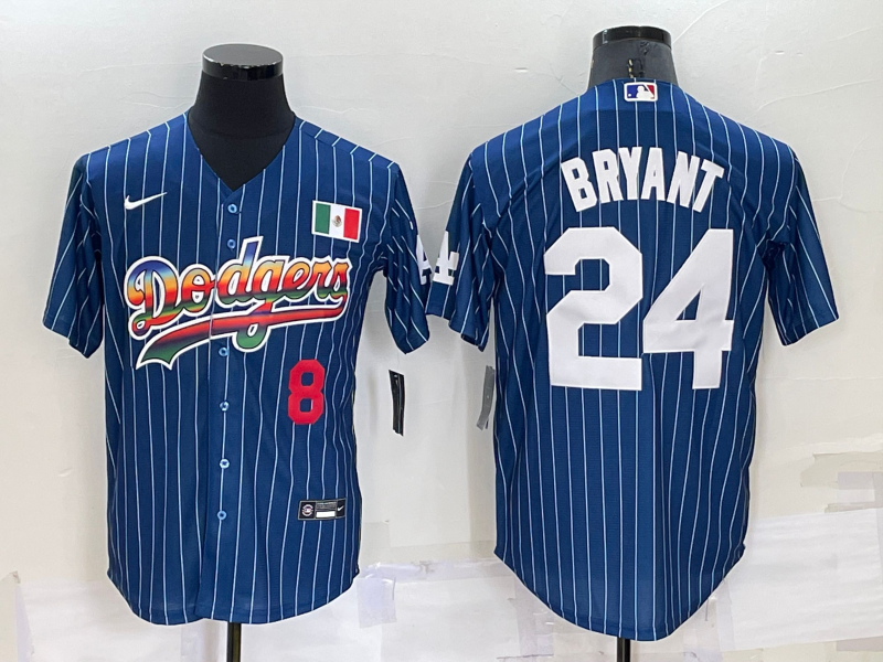 Men's Los Angeles Dodgers Kris Bryant -24 Blue Stitched Jersey