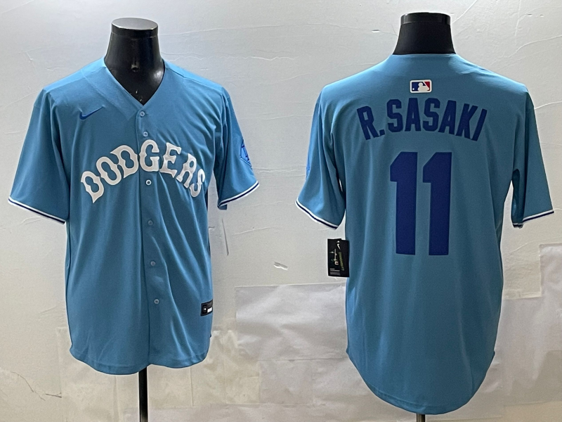Men's Los Angeles Dodgers Roki Sasaki Light Blue Replica Player Jersey