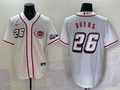 Men's Cincinnati Reds Chase Burns White 2025 MLB Speedway Classic Home Replica Jersey