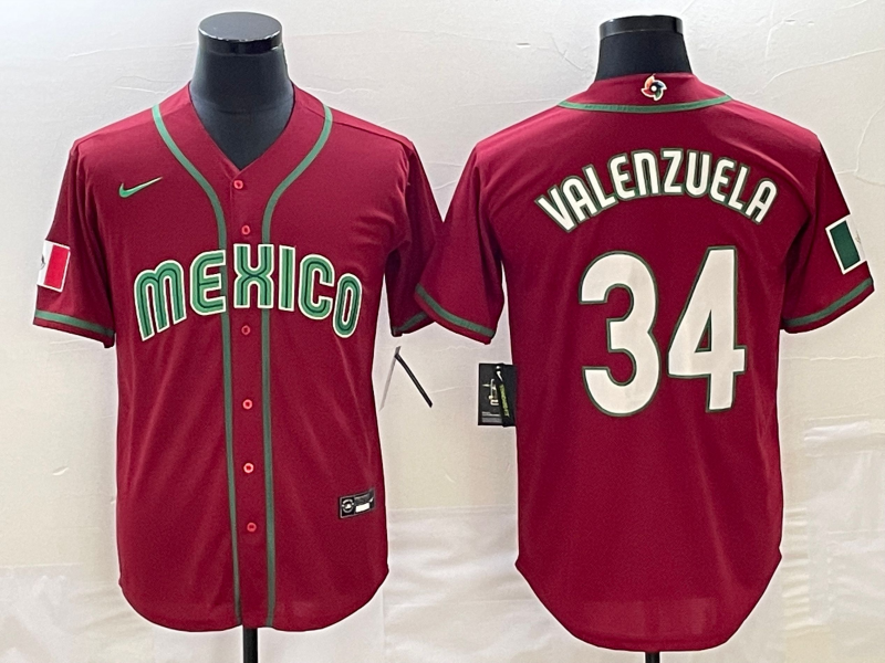 Men's 2023 World Baseball Classic Fernando Valenzuela Mexico Red Jersey