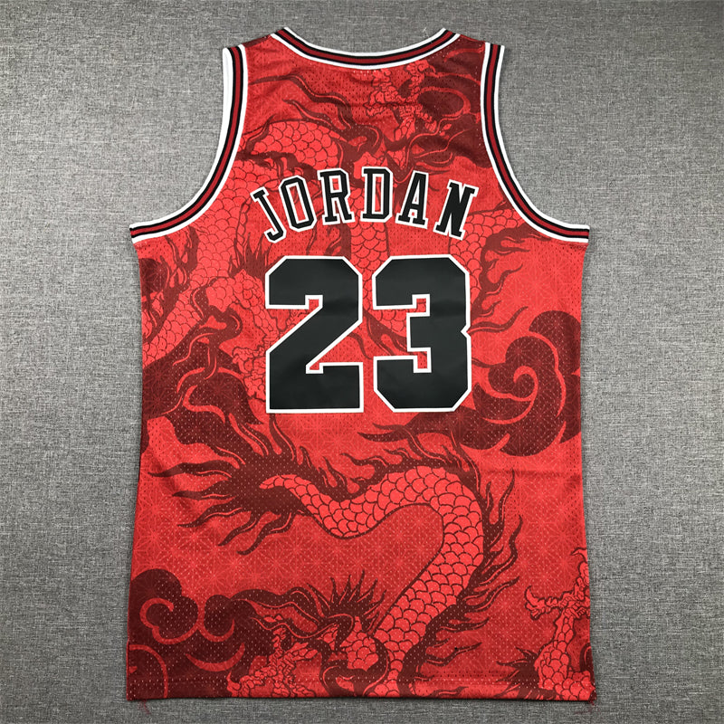 Men's Chicago Bulls Michael Jordan Red Year of Dragon Edition Swingman Jersey