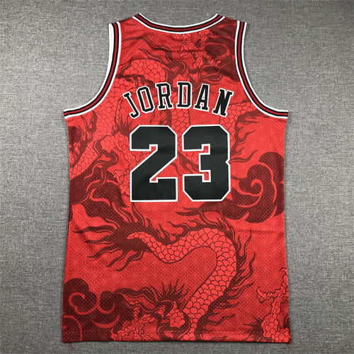 Men's Chicago Bulls Michael Jordan Red Year of Dragon Edition Swingman Jersey