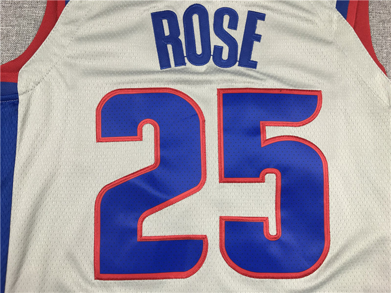 Men's Detroit Pistons Derrick Rose Silver Swingman Jersey