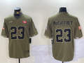 Men's San Francisco 49ers Christian McCaffrey Olive Salute To Service Limited Jersey