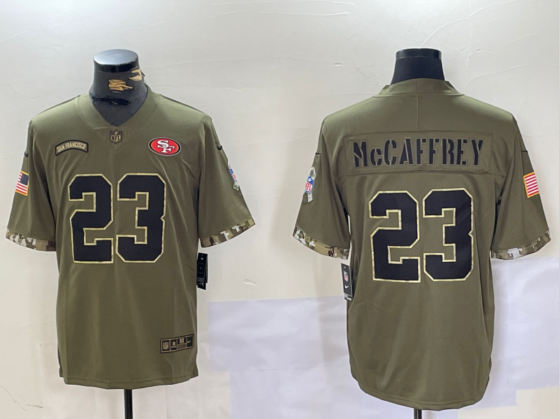 Men's San Francisco 49ers Christian McCaffrey Olive Salute To Service Limited Jersey