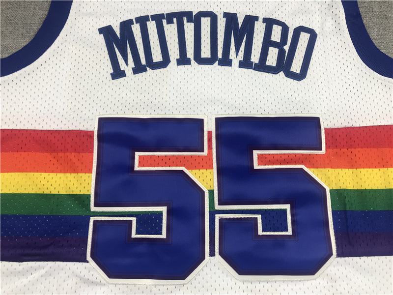 Men's Denver Nuggets Dikembe Mutombo 1991-92 White Hardwood Classics Swingman Jersey