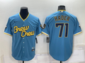 Men's Milwaukee Brewers Josh Hader Blue Stitched Jersey