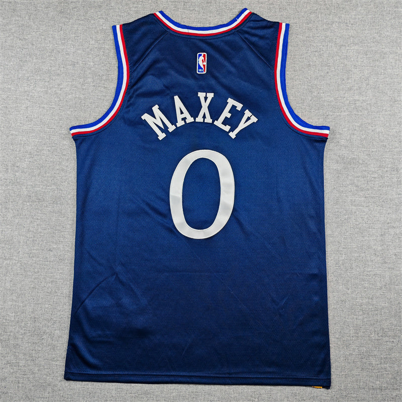 Men's Philadelphia 76ers Tyrese Maxey Navy 2025/26 Swingman Jersey - City Edition