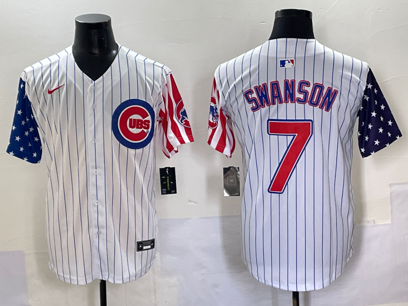 Men's Chicago Cubs Dansby Swanson White Game Player Jersey