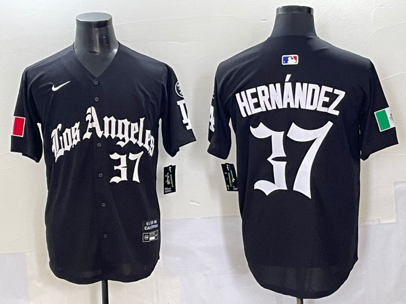 Men's Los Angeles Dodgers Teoscar Hernandez Black Replica Game Jersey