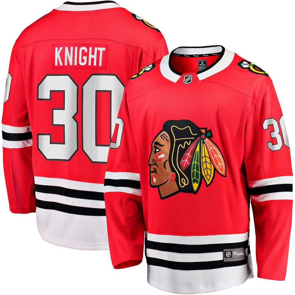 Men's Chicago Blackhawks Spencer Knight Fanatics Red Home Breakaway Jersey