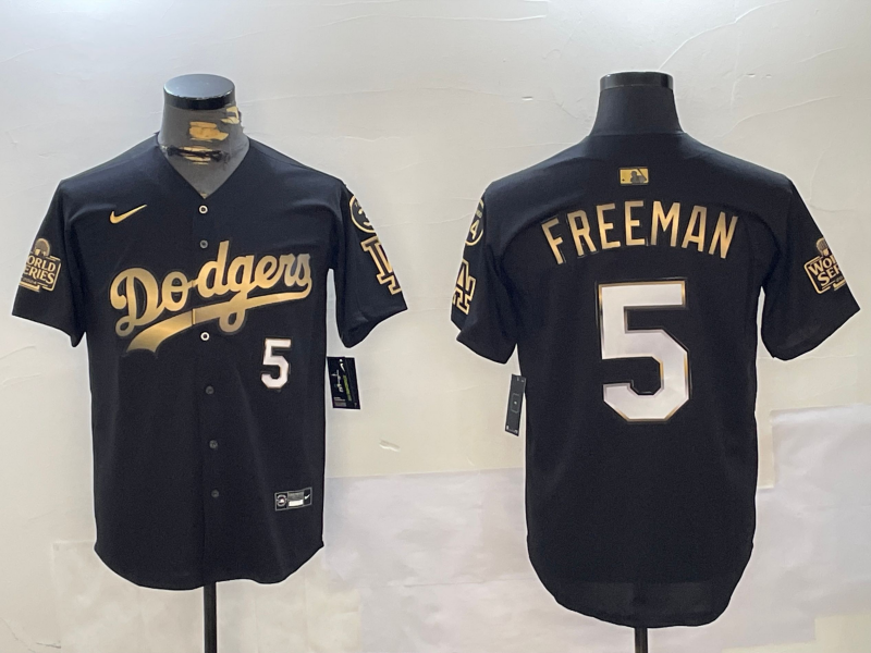 Men's Los Angeles Dodgers Freddie Freeman Black Game Player Jersey