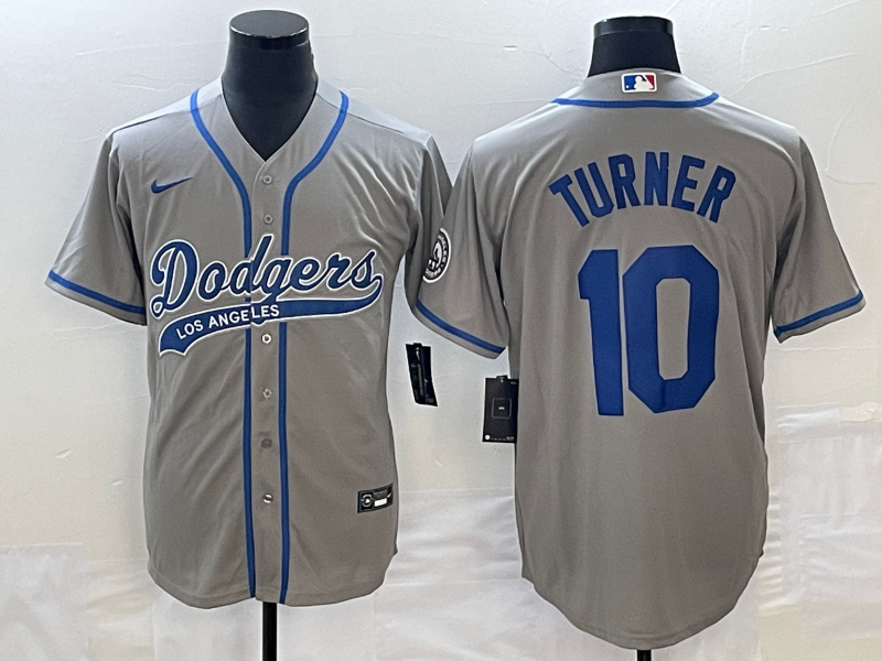 Men's Los Angeles Dodgers Justin Turner Gray Player Jersey Joint Edition
