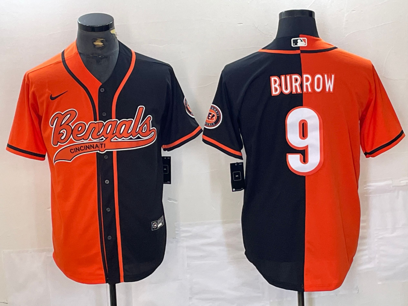 Men's Cincinnati Bengals Joe Burrow Orange/Black Game Player Jersey Joint Edition