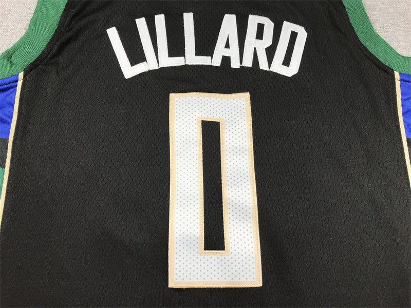 Men's Milwaukee Bucks Damian Lillard Black Swingman Jersey