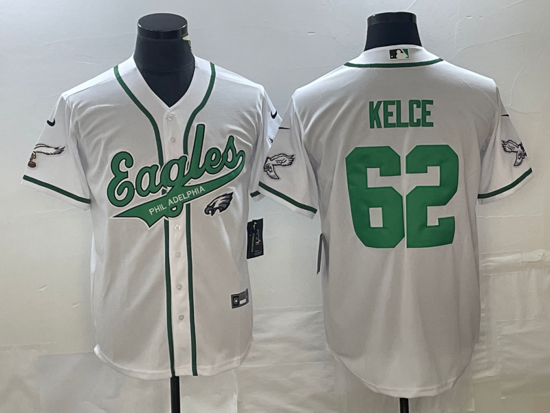 Men's Philadelphia Eagles Jason Kelce White Game Jersey Joint Edition