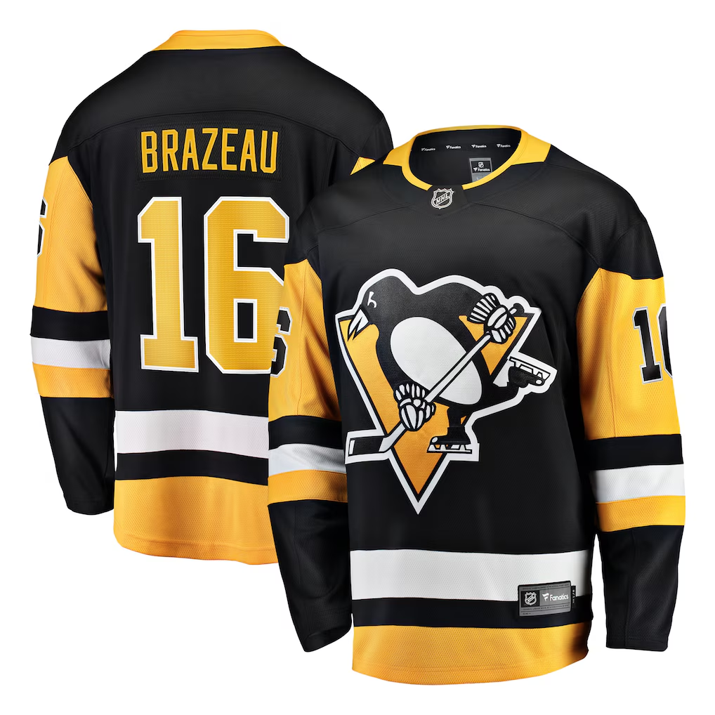 Men's Pittsburgh Penguins Justin Brazeau Fanatics Black Home Breakaway Jersey