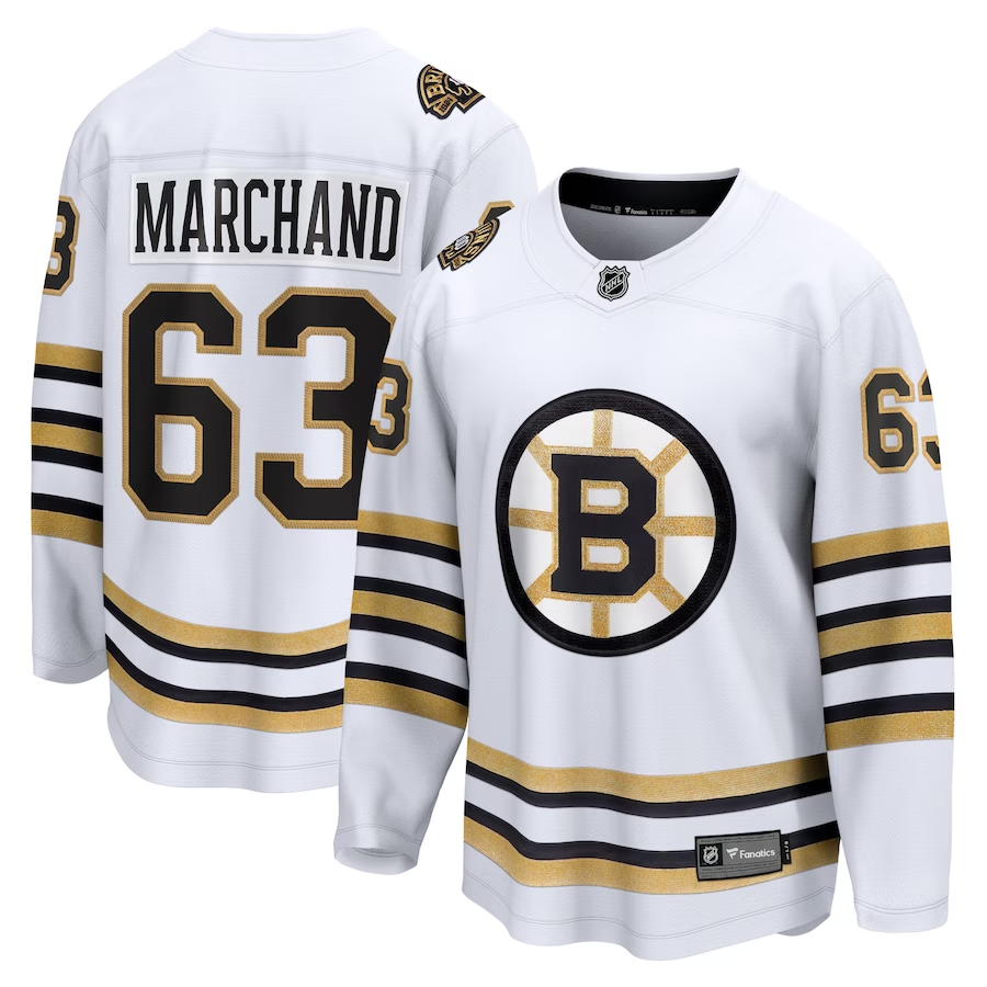Men's Boston Bruins Brad Marchand White Replica Player Jersey