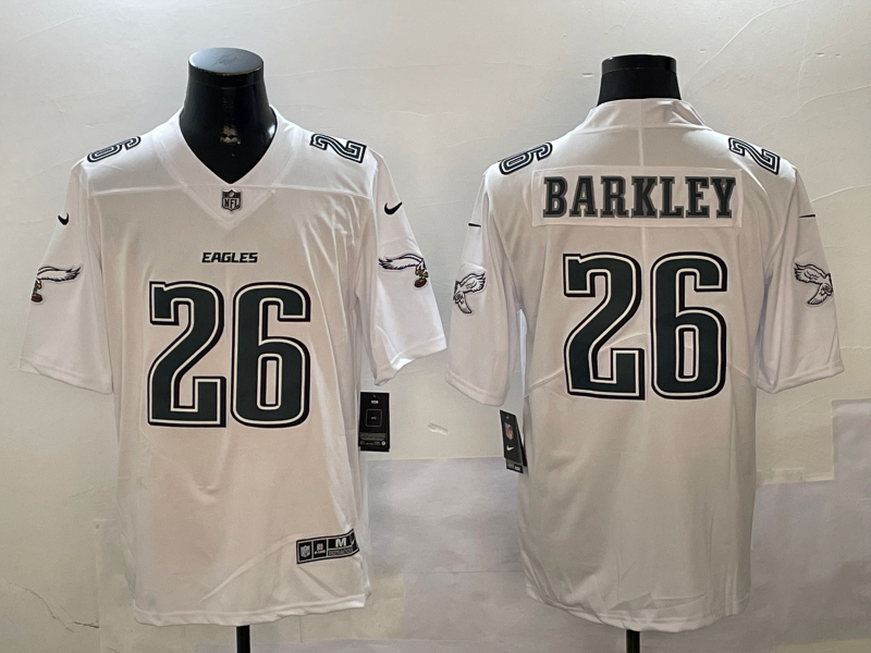 Men's Philadelphia Eagles Saquon Barkley Tundra White Fashion Game Jersey