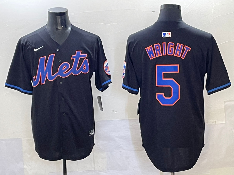Men's New York Mets David Wright Black Replica Player Jersey