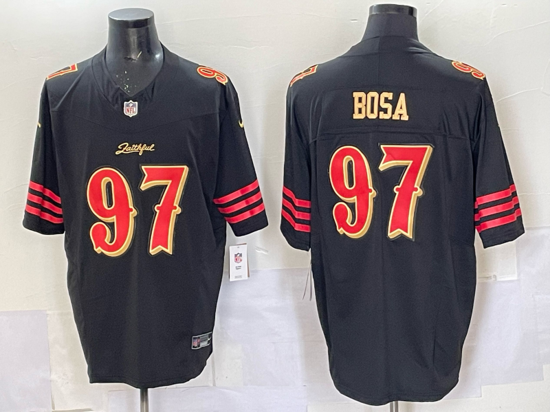 Men's San Francisco 49ers Nick Bosa Black 2025 Rivalries Collection Game Jersey