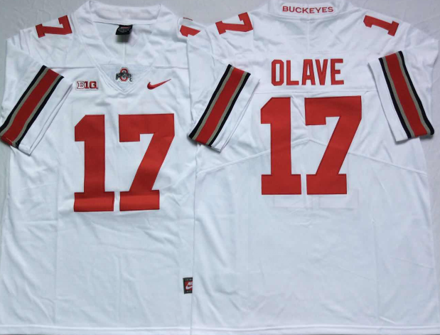 Men's Ohio State Buckeyes Chris Olave White Player Game Jersey
