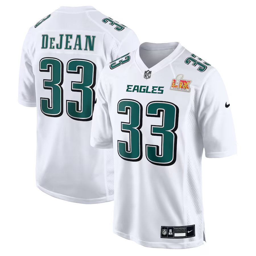 Men's Philadelphia Eagles Cooper DeJean Tundra White Super Bowl LIX Fashion Game Jersey