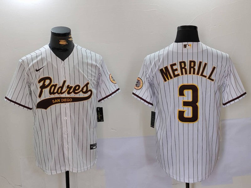 Men's San Diego Padres Jackson Merrill White Alternate Replica Player Jersey