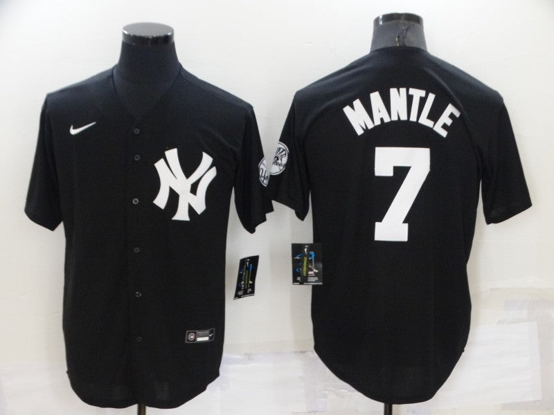 Men's New York Yankees Mickey Mantle Black Replica Baseball Jersey