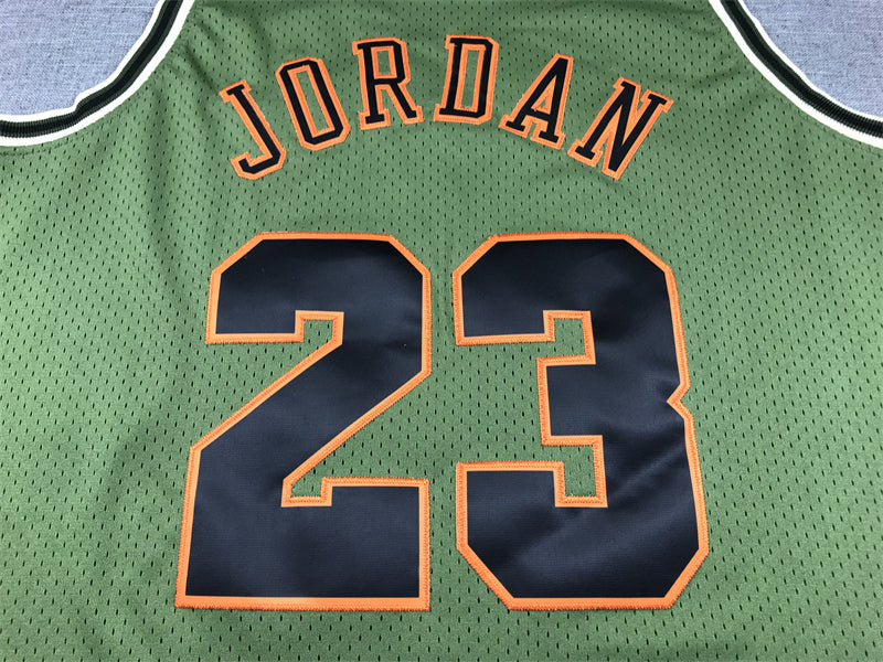 Men's Chicago Bulls Michael Jordan Army Green 1997-98 Hardwood Classics Swingman Jersey