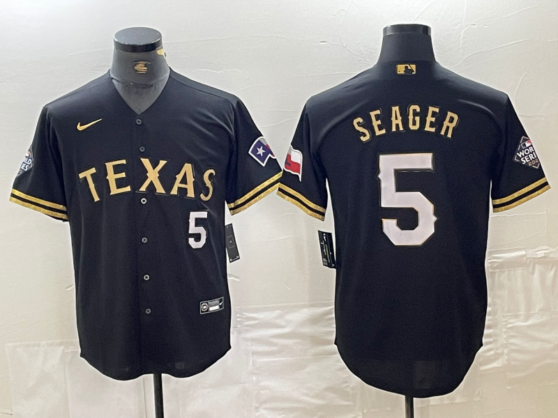 Men's Texas Rangers Corey Seager Black Replica Game Jersey