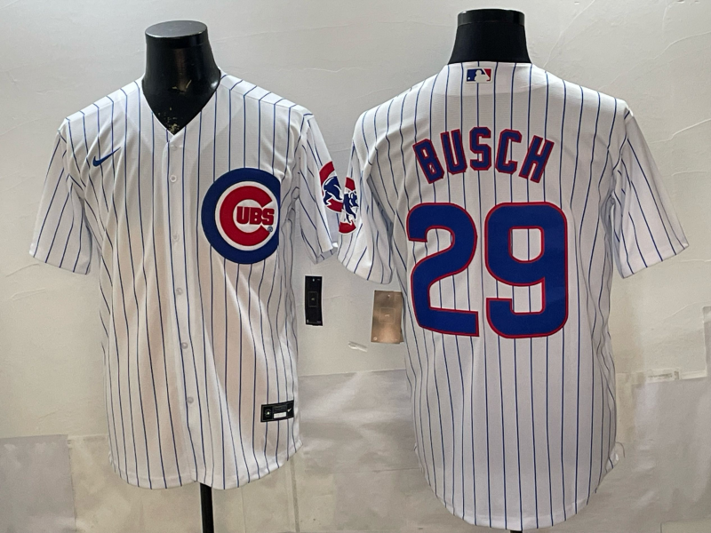 Men's Chicago Cubs Michael Busch White Home Replica Jersey