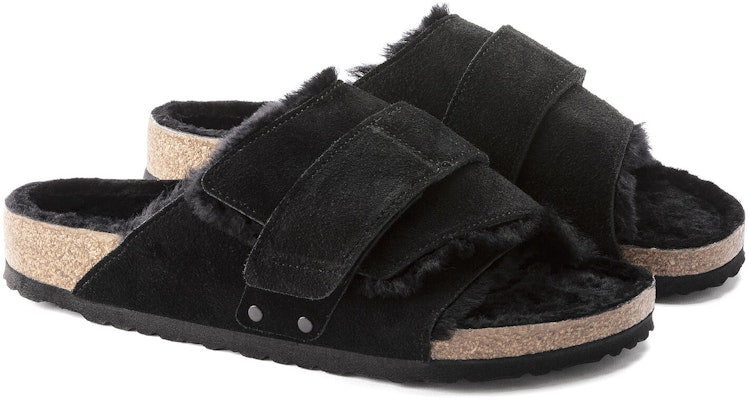 Birkenstock Kyoto Shearling Suede 1023229 Black Sandals