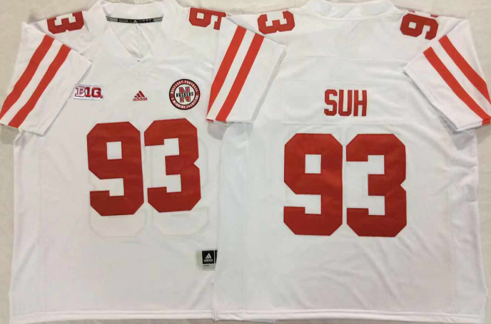 Men's Nebraska Huskers Ndamukong Suhl White Player Game Jersey