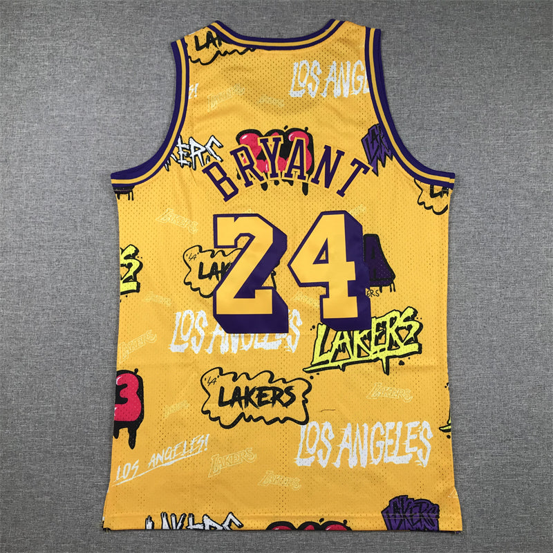 Men's Los Angeles Lakers Kobe Bryant Yellow Swingman Graffiti Edition Jersey
