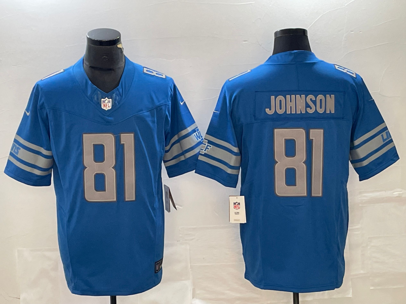 Men's Detroit Lions Calvin Johnson Blue Player Game Jersey