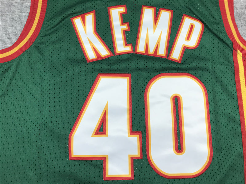 Men's Seattle Supersonics Shawn Kemp Green Throwback Swingman Jersey