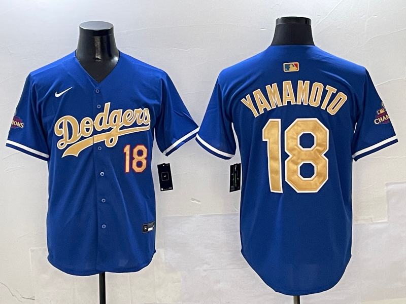 Men's Los Angeles Dodgers Yoshinobu Yamamoto Royal 2025 Gold Collection Limited Jersey