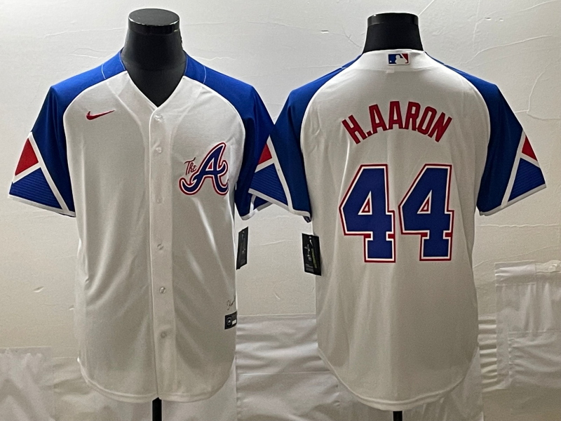 Men's Atlanta Braves Hank Aaron White 2023 City Connect Replica Jersey