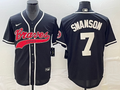 Men's Atlanta Braves Dansby Swanson Black Replica Player Jersey Joint Edition