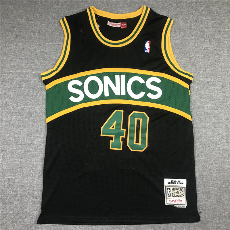 Men's Seattle Supersonics Shawn Kemp Black Throwback Swingman Jersey