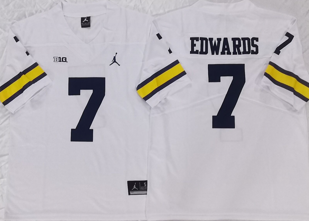 Men's Michigan Wolverines Donovan Edwards White Player Game Jersey