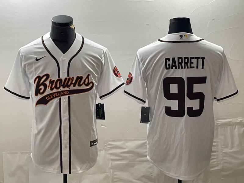 Men's Cleveland Browns Myles Garrett White Game Jersey Joint Edition