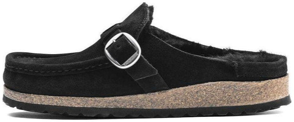Birkenstock Buckley Shearling Suede Leather 1018126 Narrow Fit Black Sandals