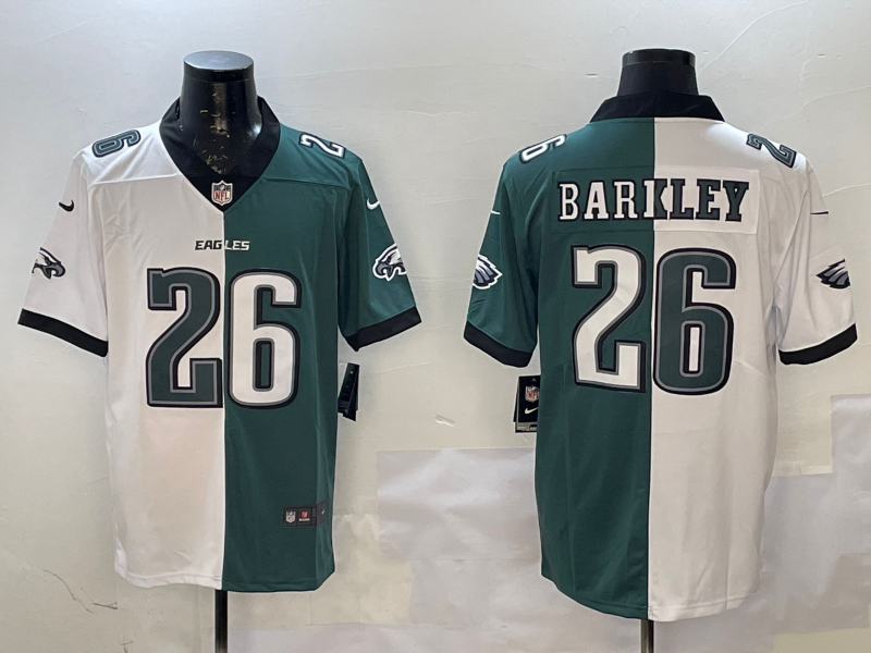 Men's Philadelphia Eagles Saquon Barkley White/Green Game Player Jersey