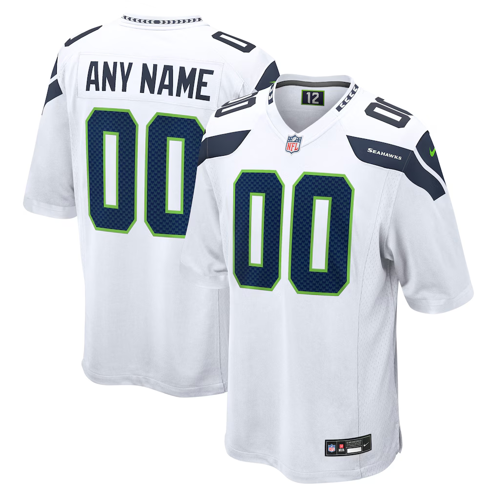 Men's Seattle Seahawks White Custom Game Jersey
