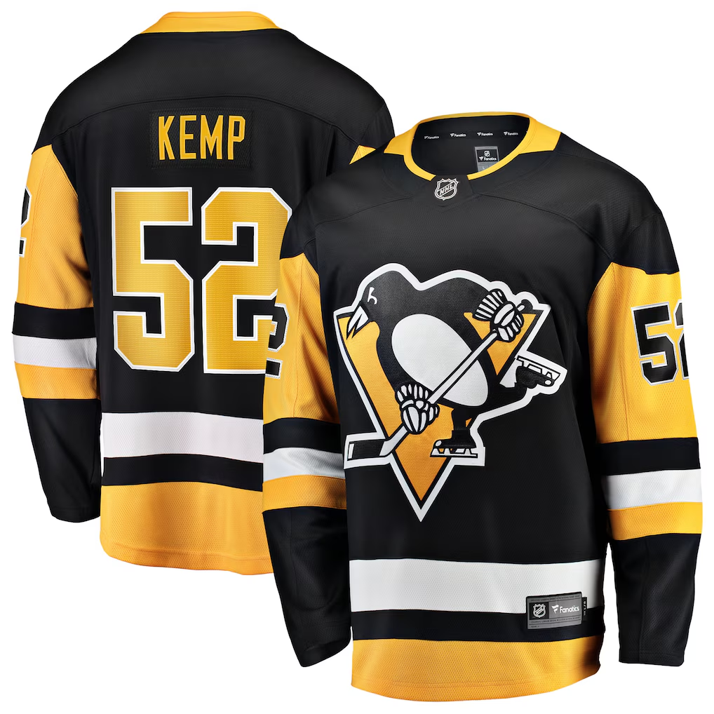 Men's Pittsburgh Penguins Philip Kemp Fanatics Black Home Breakaway Jersey