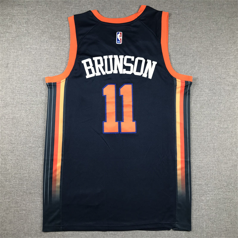 Men's New York Knicks Jalen Brunson Navy Swingman Jersey - Statement Edition