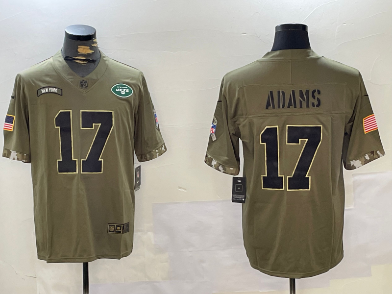 Men's New York Jets Davante Adams Olive Salute To Service Game Jersey