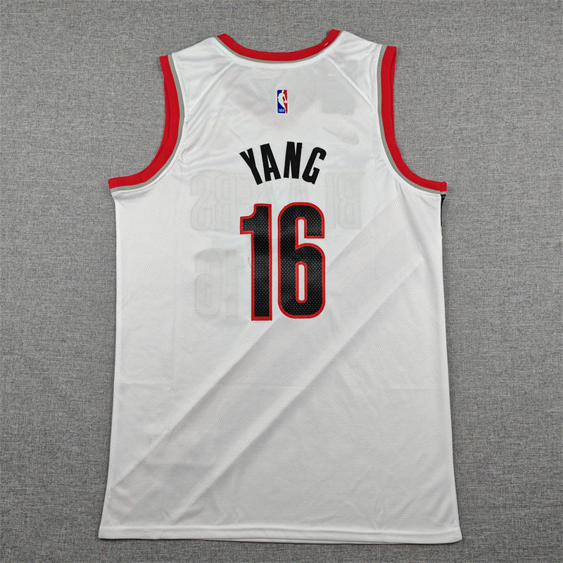Men's Portland Trail Blazers Yang Hansen White Swingman Player Jersey - Association Edition